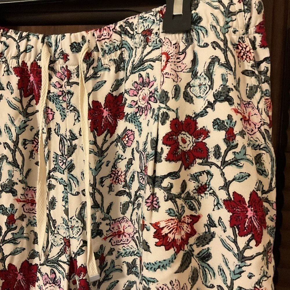 J. Jill Elastic Waist with Tie Floral High Rise Comfy Casual Shorts Size Small - Picture 4 of 7